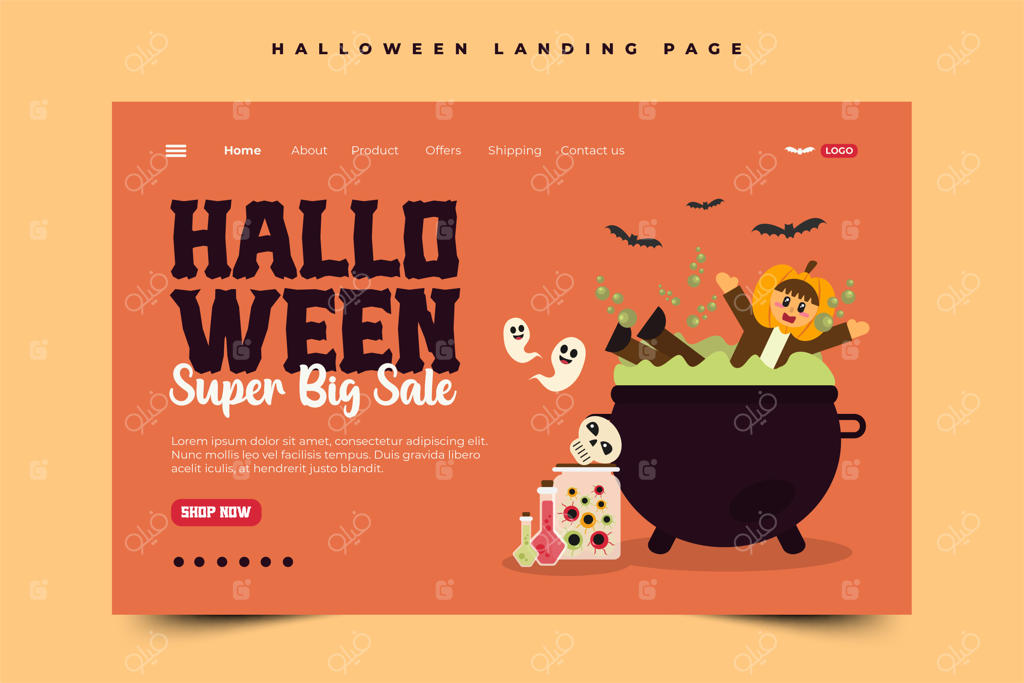 طرح گرافیکی هالووین ساده و شیک با قابلیت سفارشی‌سازی آسان