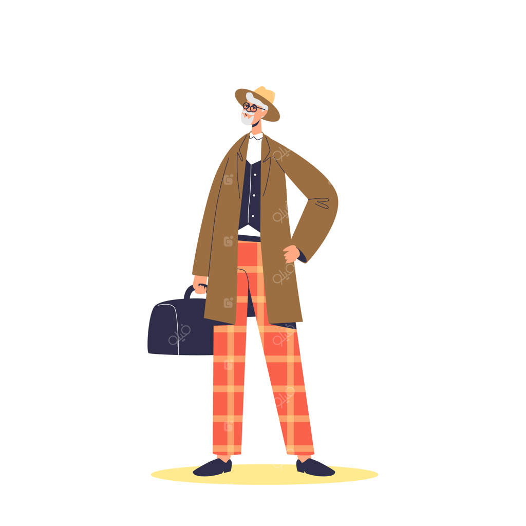 پیرمرد شیک با کلاه و بارانی - لباس‌های مدرن و راحت برای آقایان مسن