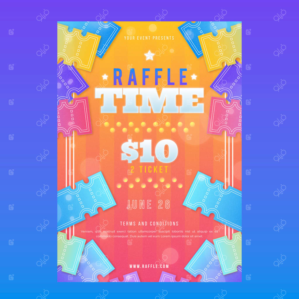 طراحی پوستر قرعه‌کشی بزرگ با گرادیان رنگی