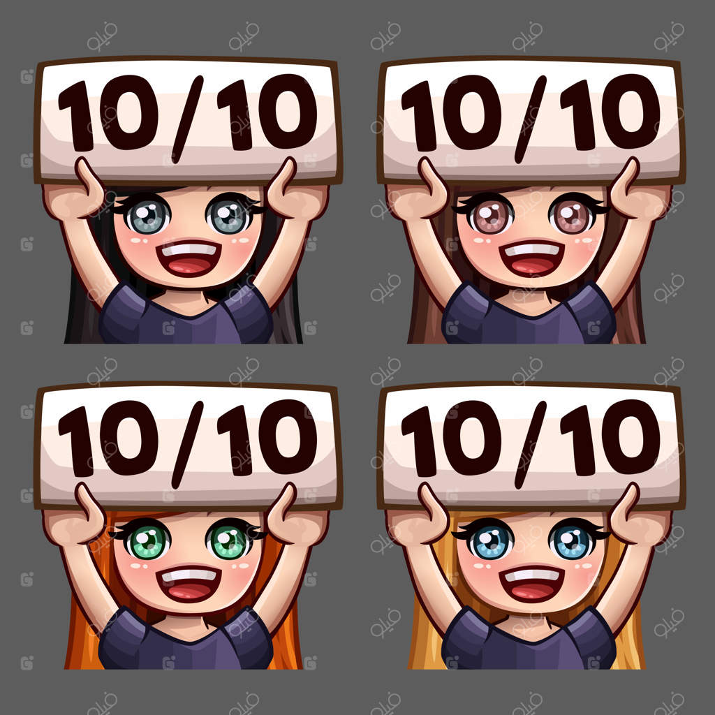 آیکون‌های احساسی خوشحال با امتیاز ۱۰ از ۱۰ برای زنان با موی بلند مناسب شبکه‌های اجتماعی و استیکرها