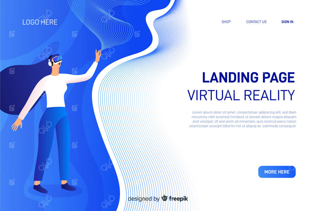 قالب صفحه فرود واقعیت مجازی