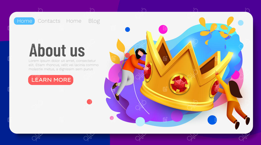 آدم‌های کوچک در حال پرواز دور تاج طلایی بزرگ