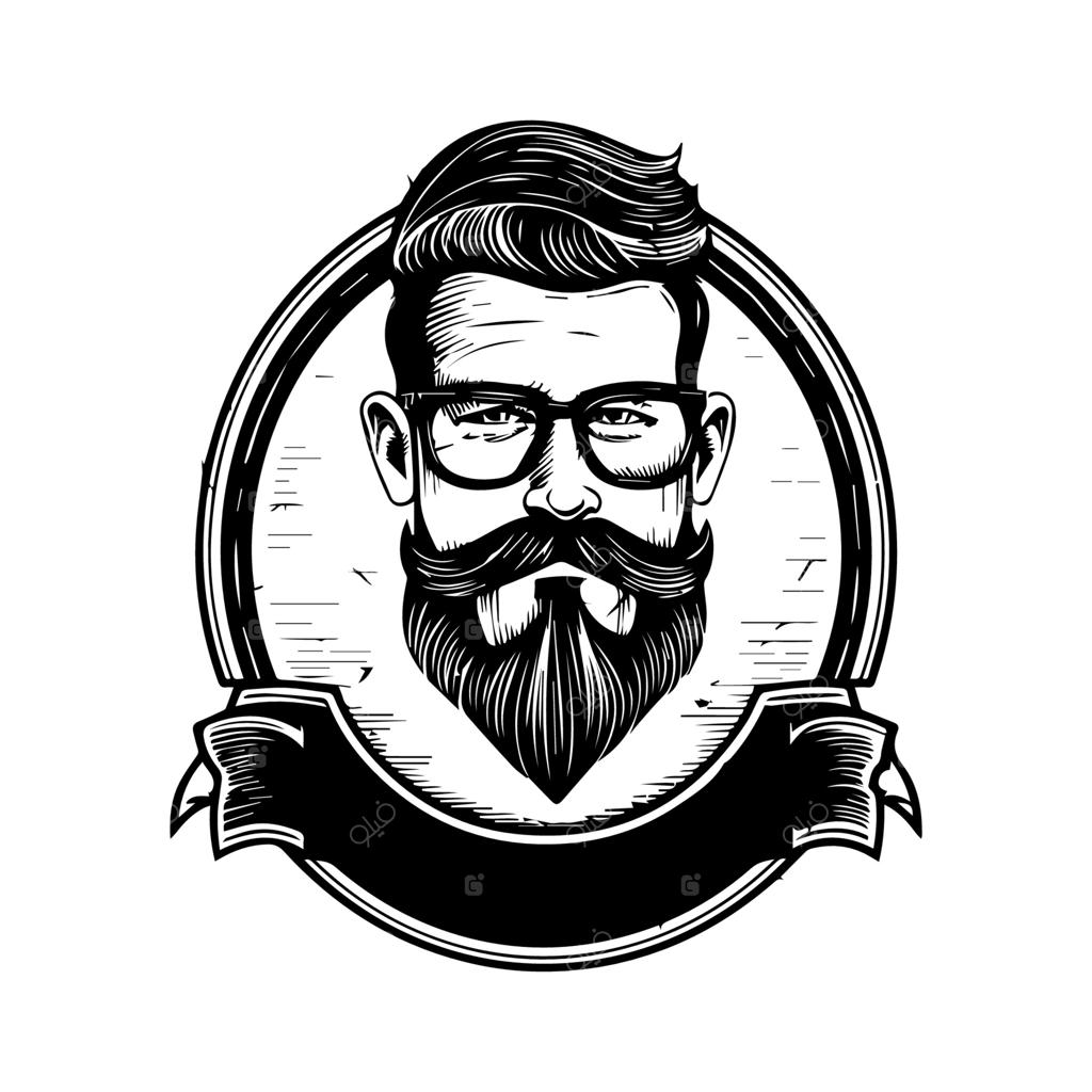 لوگوی آرایشگاه با طرح میله کلاسیک و قیچی سنتی، مناسب برای ظاهری با الهام از سبک نوستالژیک