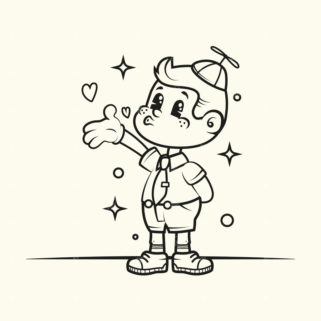 تصویرسازی رنگ‌آمیزی کارتونی قدیمی