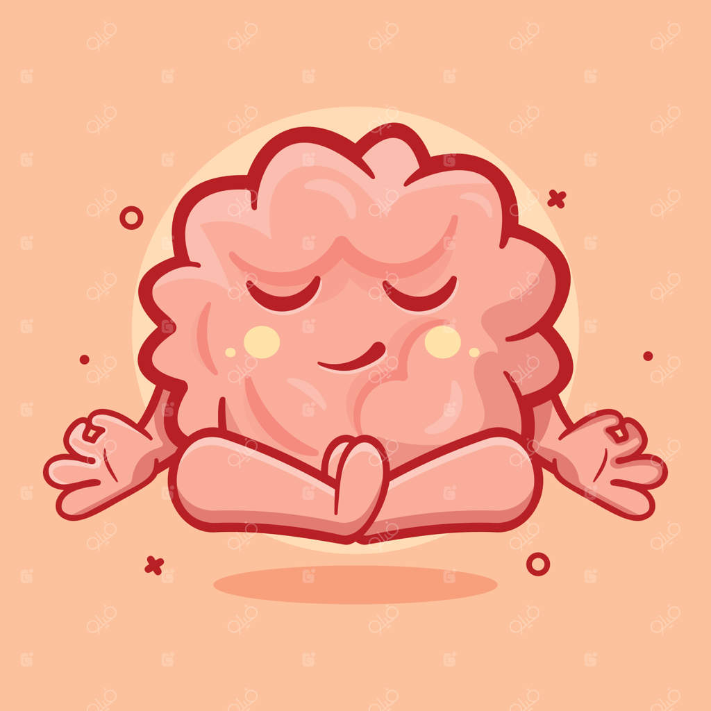 شخصیت آرام مغز در حالت مدیتیشن یوگا - طراحی کارتونی ساده