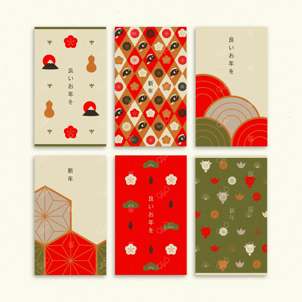 الگوهای هندسی قدیمی برای پاکت اوتوشی‌داما