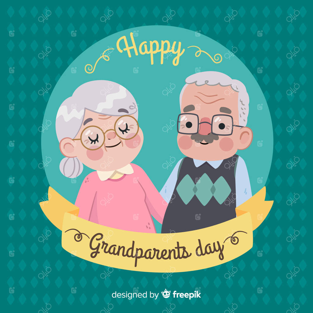 پس‌زمینه‌ی روز مادربزرگ و پدربزرگ با طراحی ساده و دوست‌داشتنی