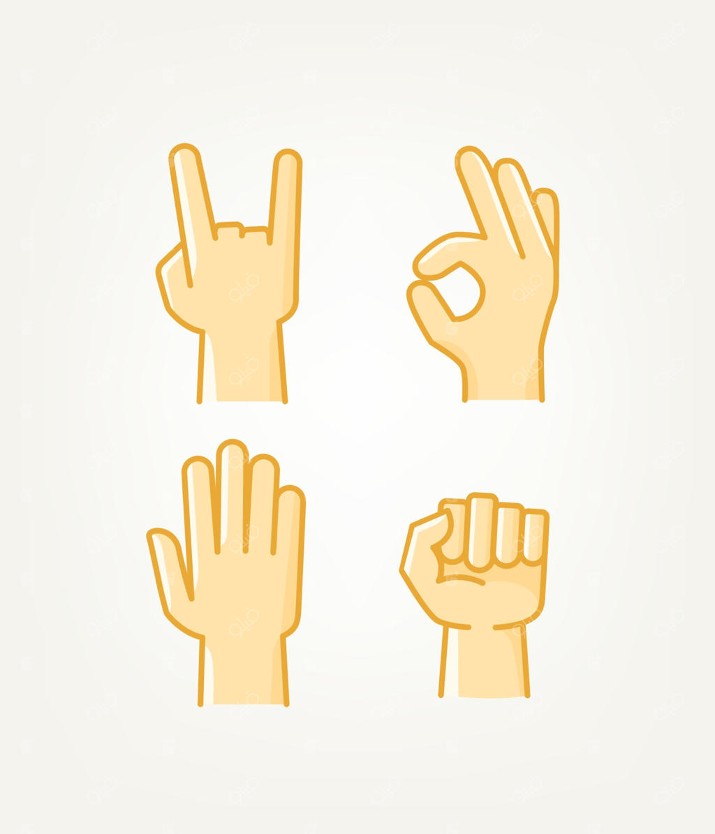 مجموعه آیکون‌های وکتور ژست‌های دست به سبک کمیک