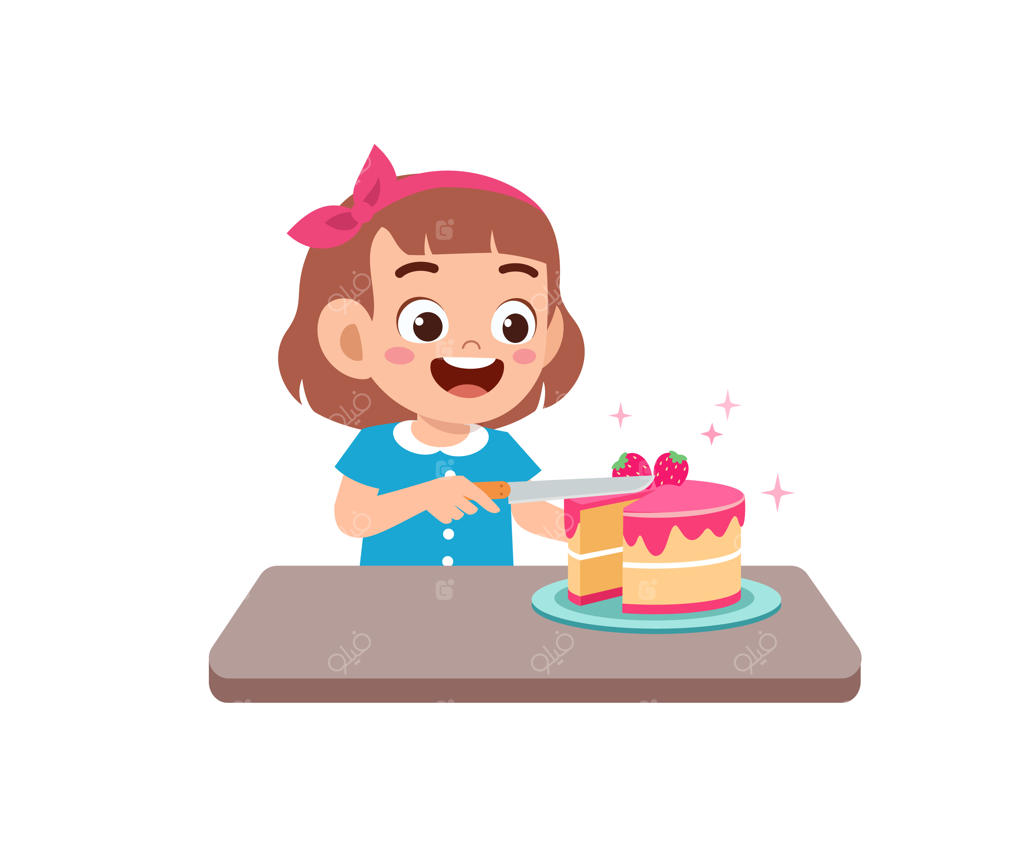 دختر کوچولوی بامزه در حال پخت کیک تولد