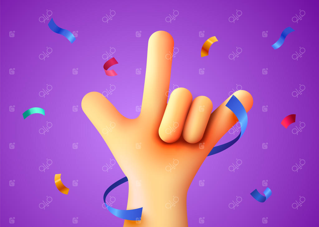 علامت راک همراه با کاغذپاشی جشن