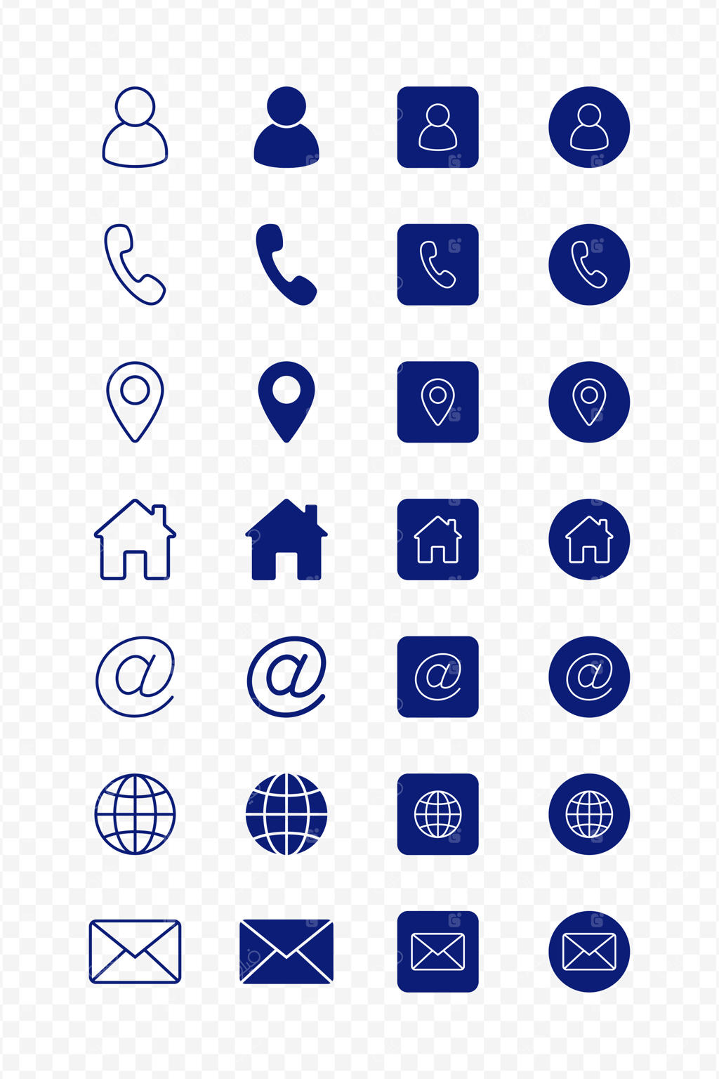 مجموعه آیکون وکتور کارت ویزیت جدا شده