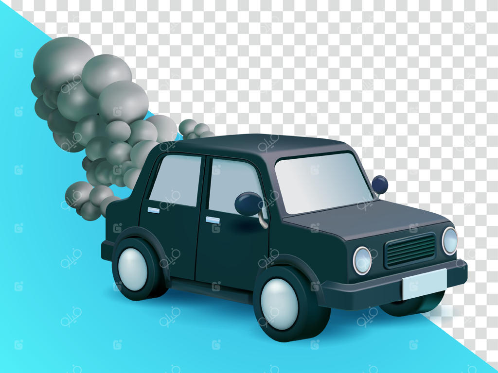 خودرو با دودهای آلاینده: طراحی سه‌بعدی برای عناصر آلودگی و طراحی