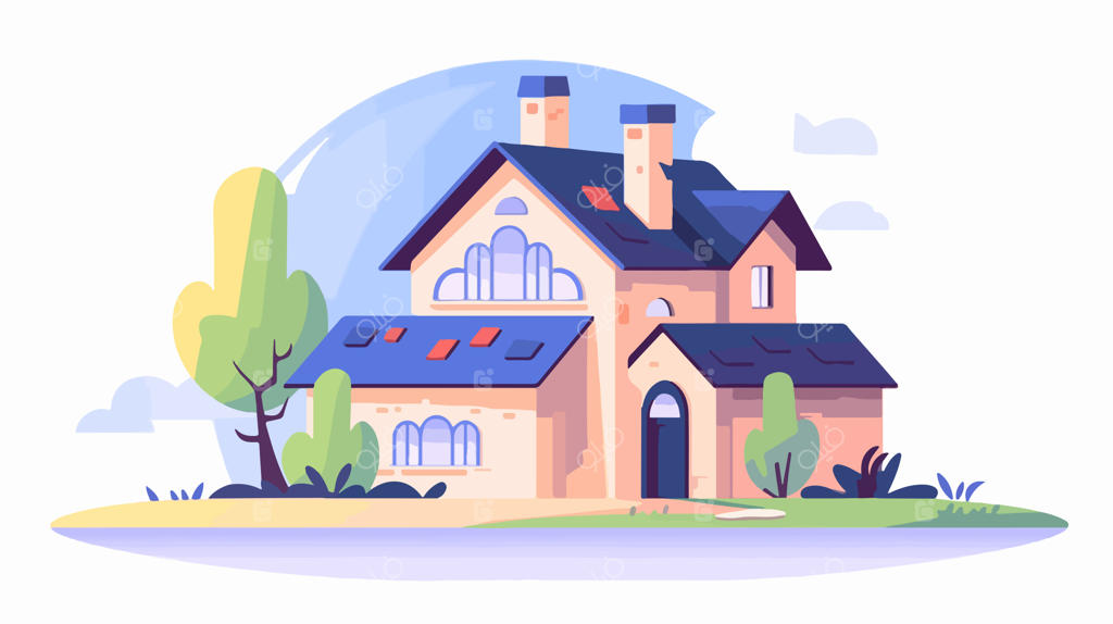 خانه‌ای با سقف آبی و آسمان آبی