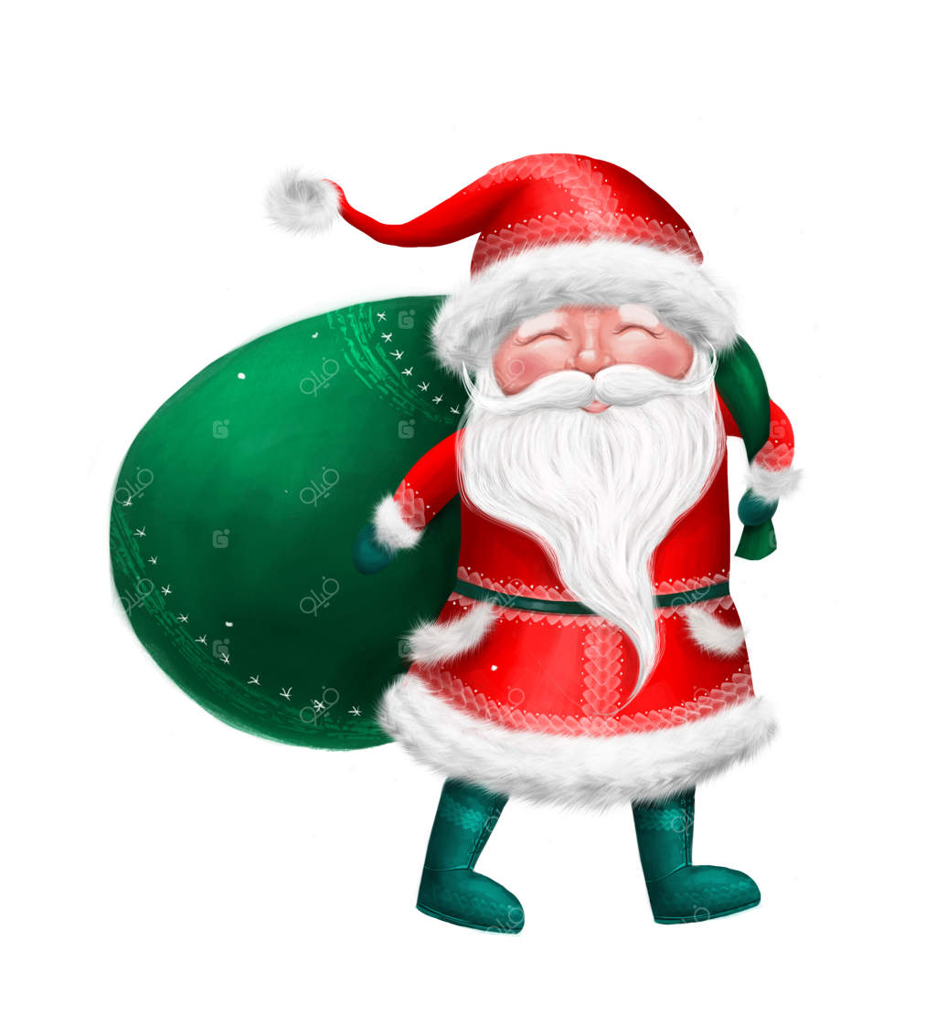 شخصیت شادی سانتا با هدایا، کارت تبریک سال نو مبارک