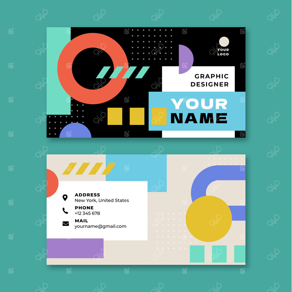 قالب کارت ویزیت افقی و ساده برای طراح گرافیک