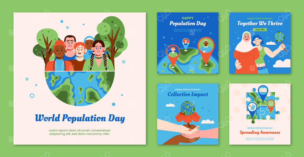 مجموعه پست‌های تخت اینستاگرام برای روز جهانی جمعیت