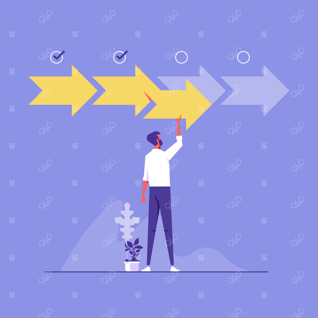 تاجر پیکان را به جلو پیش می‌برد؛ استعاره‌ای برای روند پیشرفت کارها