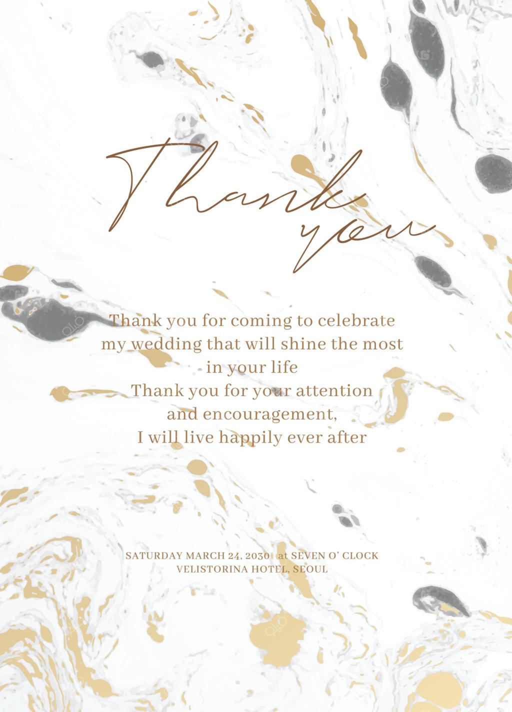 ست کارت‌های دعوت عروسی با طراحی مرمرین.