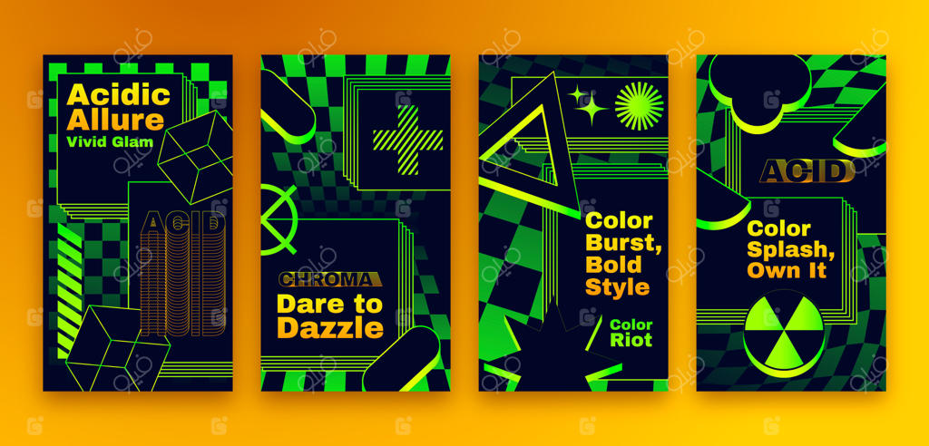 مجموعه استوری‌های اینستاگرام با سبک اسید و گرادیانت