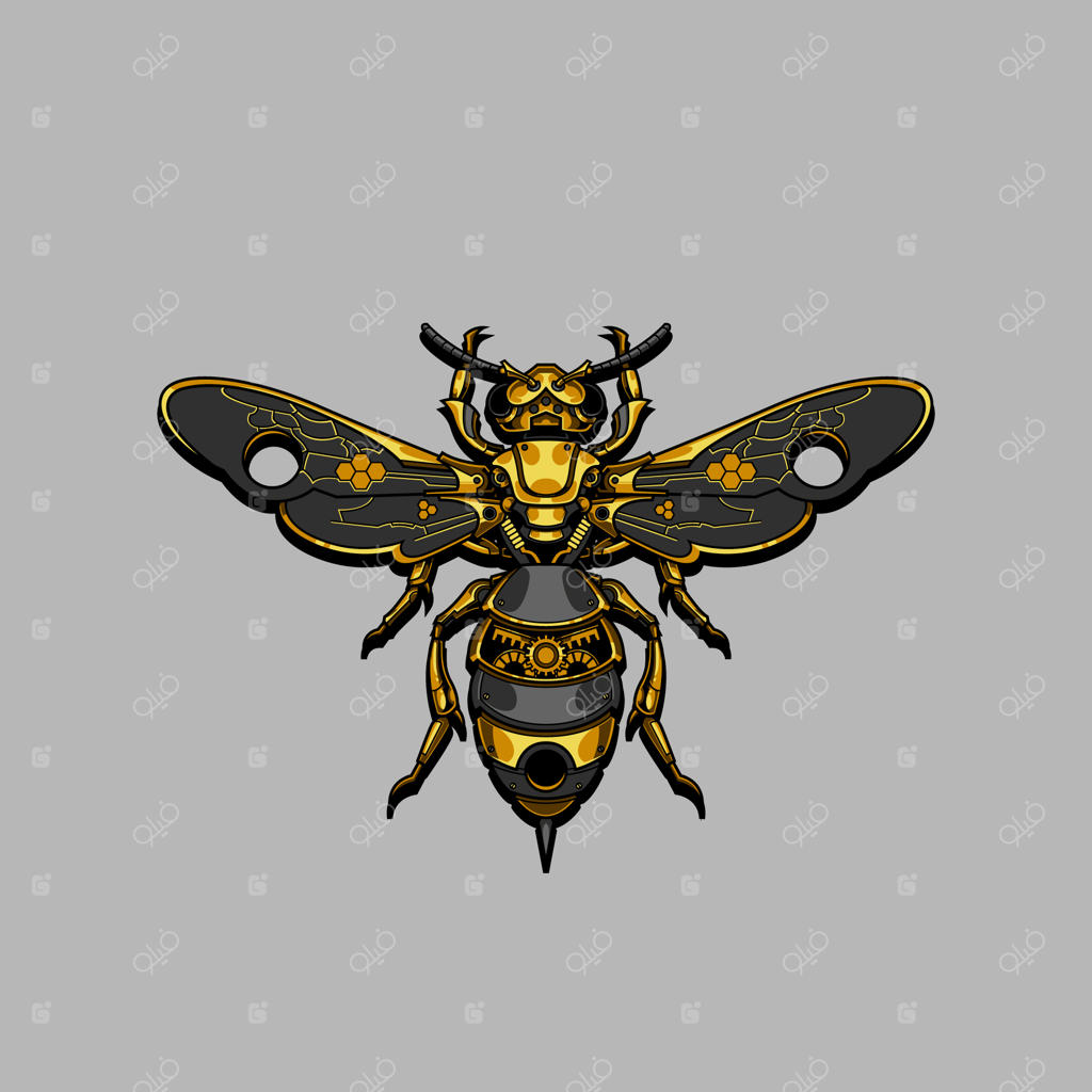 تصویرسازی زنبور استیم‌پانک مکانیکی