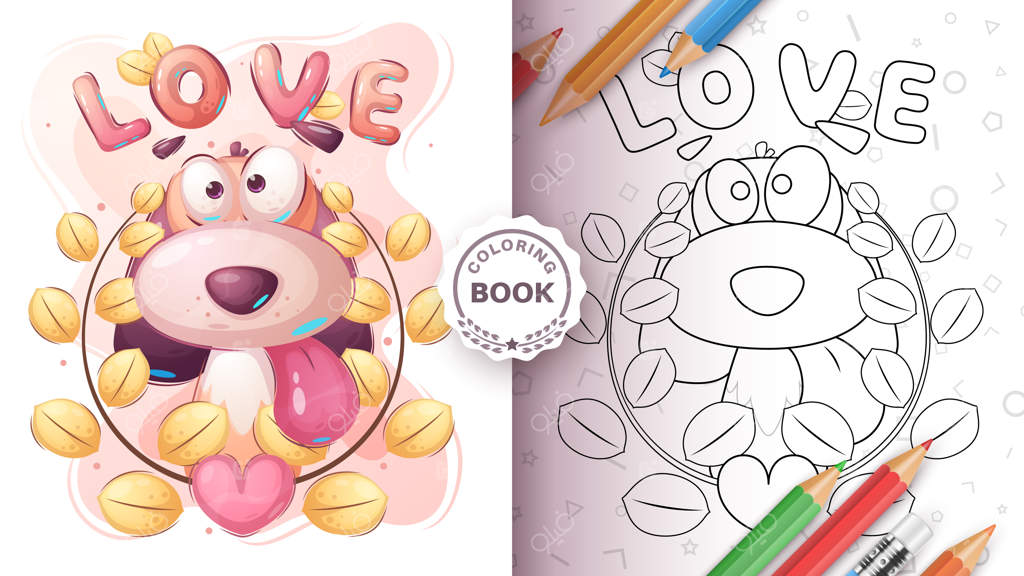 صفحه رنگ‌آمیزی با شخصیت کارتونی سگ بامزه