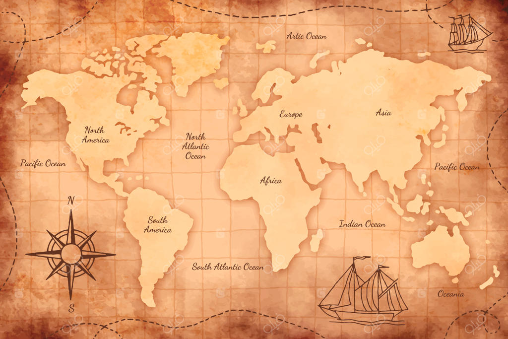 تصویر نقشه جهان قدیمی