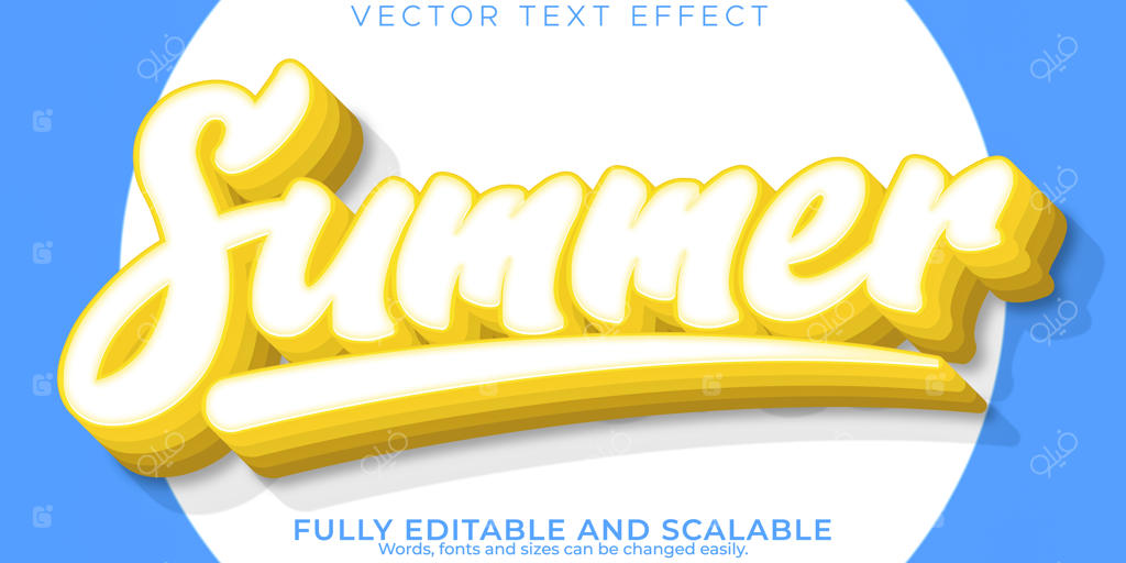 افکت متنی تابستانی: سبک نوشته ویرایش‌پذیر برای ساحل و سفر