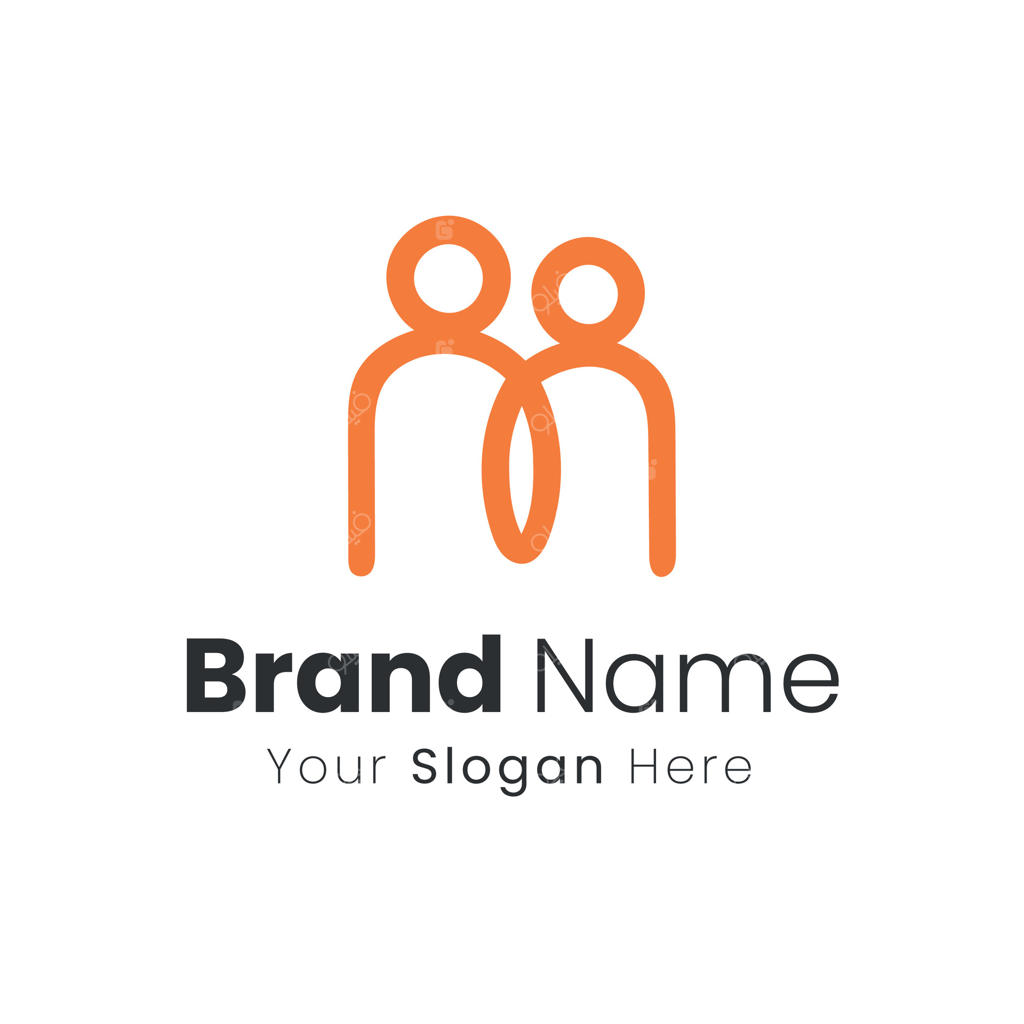 طراحی ساده لوگو با ترکیب رنگ نارنجی و الهام از همکاری افراد