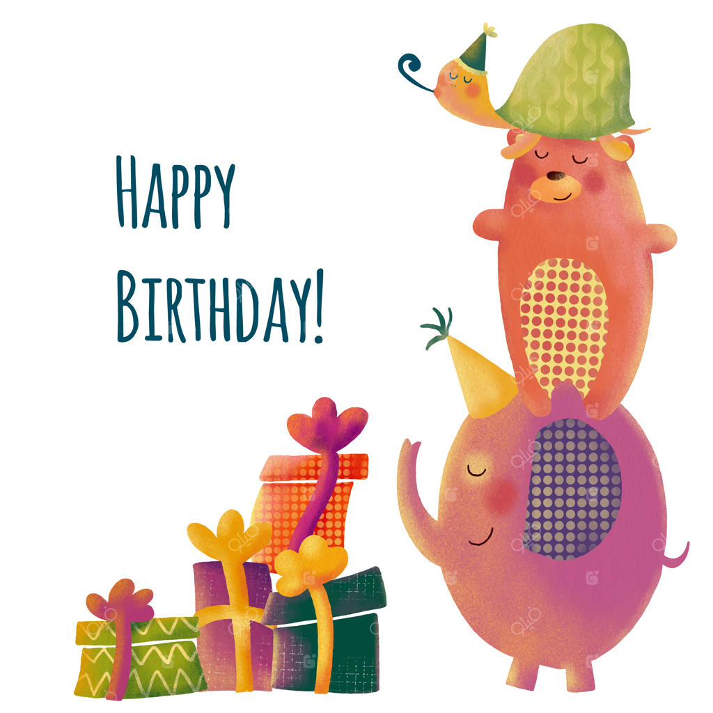 کارت تبریک تولد بامزه با حیوانات کارتونی