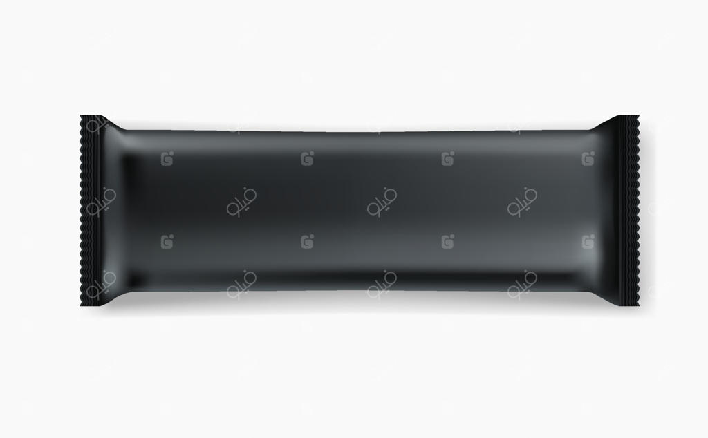 طرح وکتور شکلات تخته‌ای در بسته‌بندی فویل مشکی، جدا شده در پس‌زمینه سفید