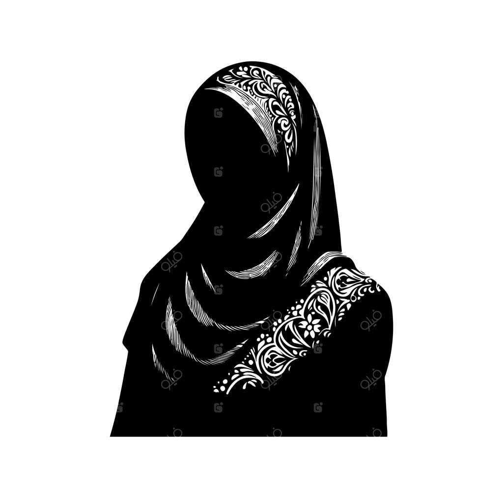 طراحی وکتور مد و استایل با حجاب در حالت ایستاده