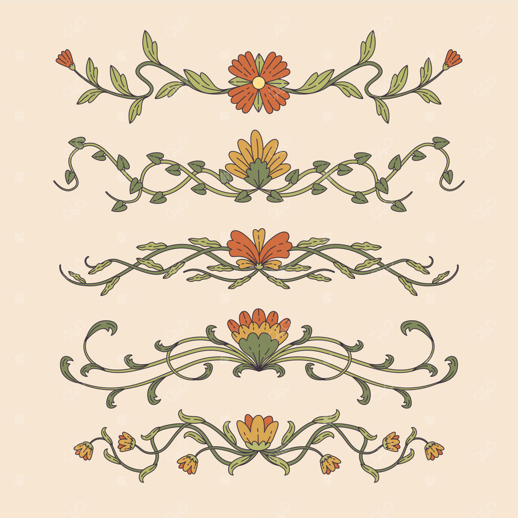 مجموعه المان‌های جداکننده هنر نو به صورت دست‌ساز