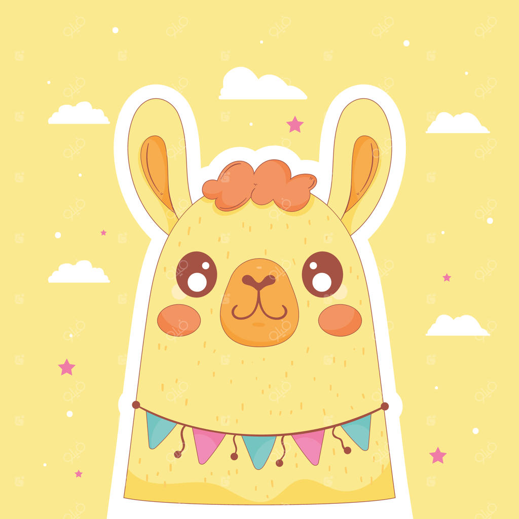 لامای پرویی با گل‌گردان‌ها