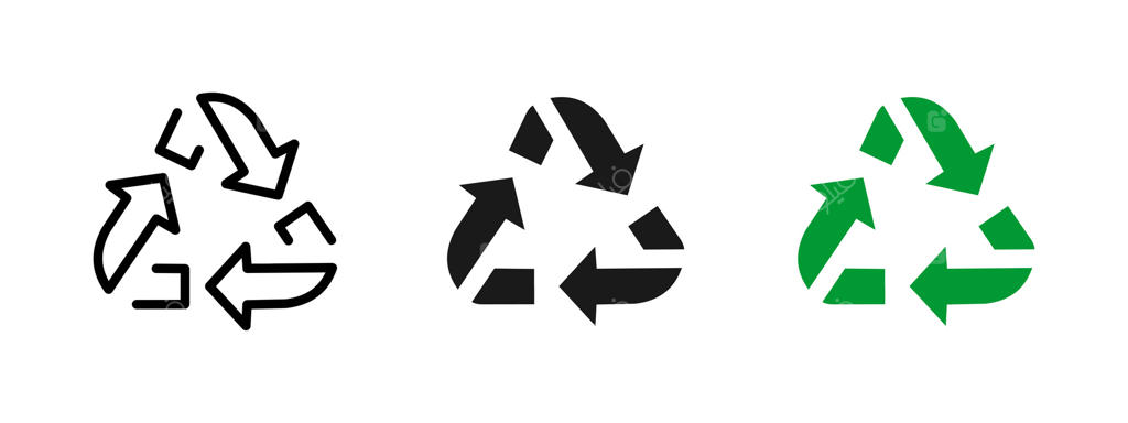 نماد بازیافت: سه پیکان سبز تشکیل‌دهنده یک مثلث. نشان مدیریت زباله دوستدار محیط زیست. نماد پایداری زیست‌محیطی و بازیابی. پیکتوگرام حفظ اکولوژی.