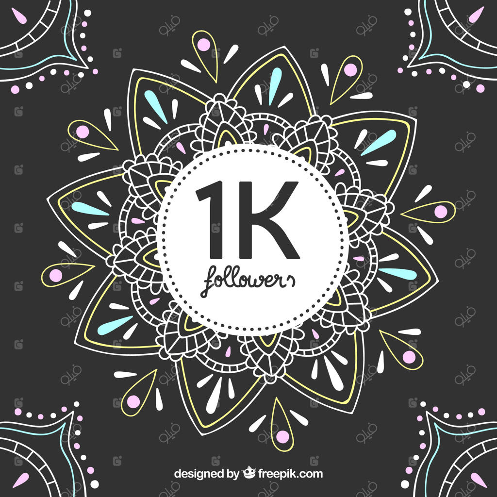 زمینه ماندالا دستی و شیک به مناسبت یک هزار دنبال‌کننده