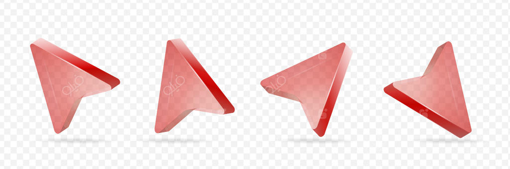 مجموعه‌ای از پیکان‌های شیشه‌ای قرمز با درخشش.