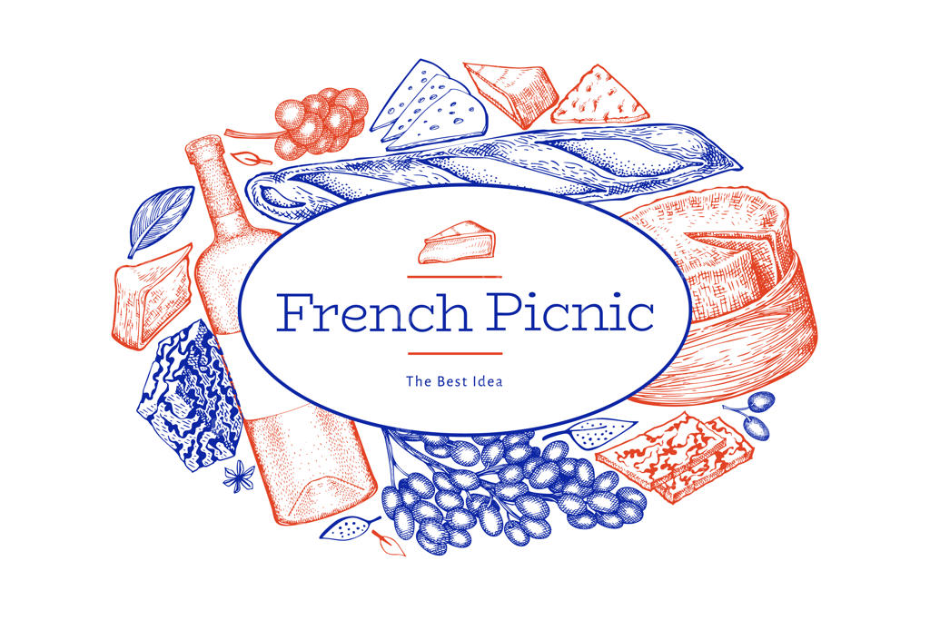 طراحی تصویرسازی غذاهای فرانسوی