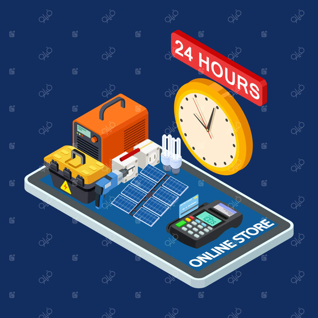 فروشگاه آنلاین لوازم و ابزارهای الکتریکی - مفهوم ایزومتریک وکتور