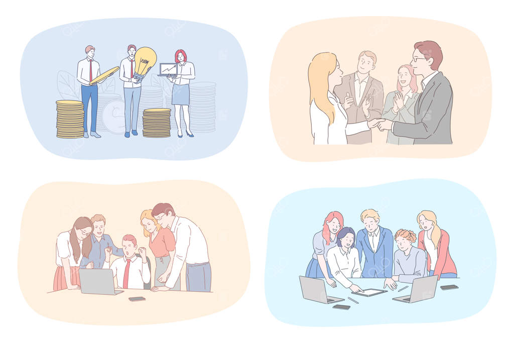 تصویرسازی افراد در فضای کار اشتراکی.