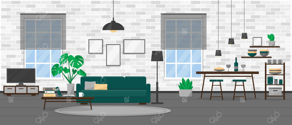 طراحی داخلی اتاق نشیمن به سبک مدرن و لافت