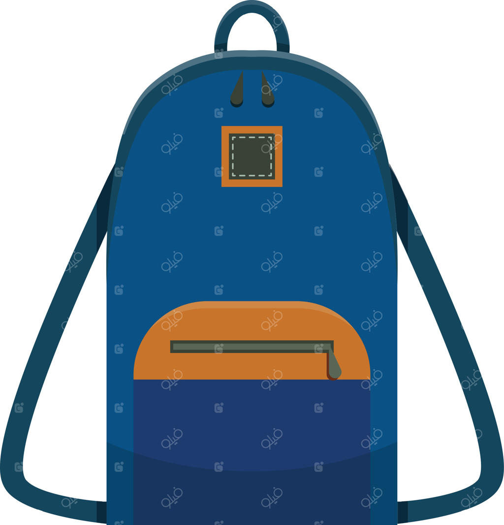 تصویر یک کوله‌پشتی آبی با جیب جلویی و بندها. مناسب برای نمایش بازگشت به مدرسه، سفر یا حمل وسایل.