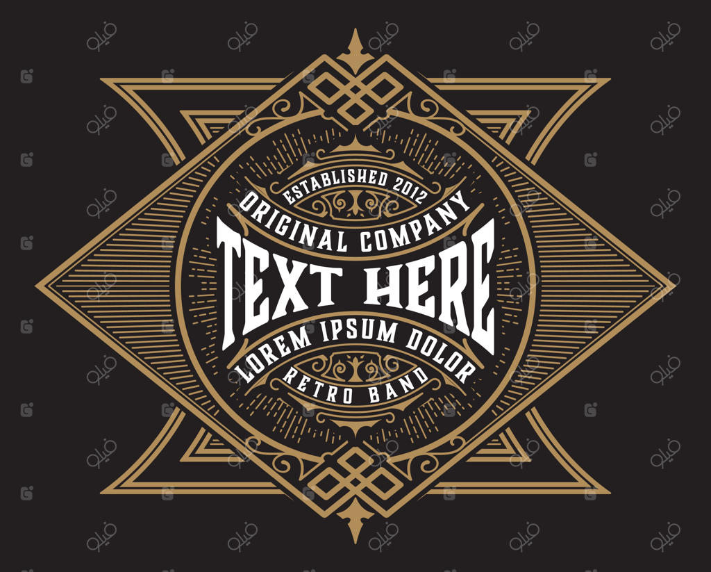 لوگویی قدیمی برای بسته‌بندی با تزئینات کلاسیک