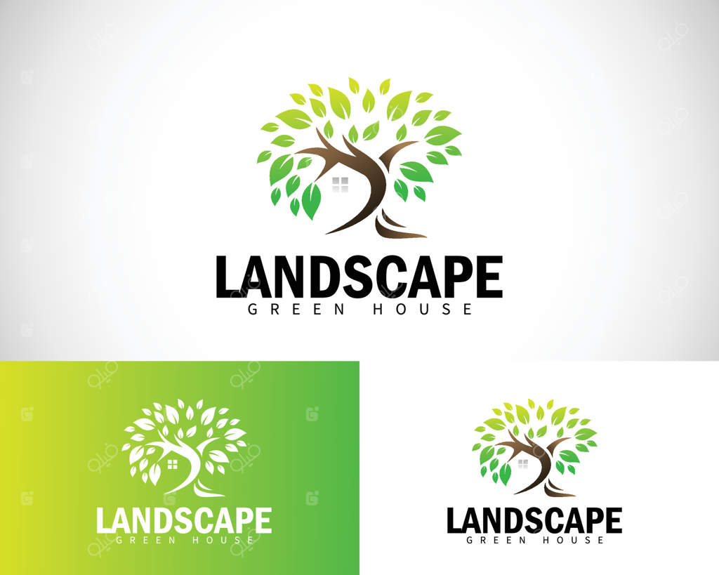 لوگوی منظره‌ای خلاقانه طراحی باغ؛ ایده‌ پردازی نوآورانه با درختان خانه