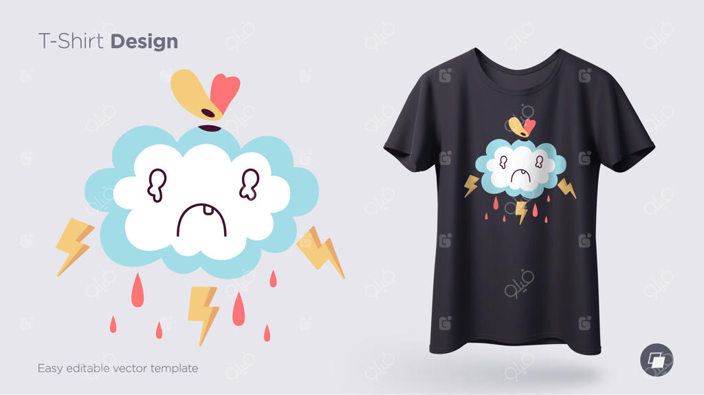 ابر غمگین روی تی‌شرت‌ها، سویشرت‌ها و قاب گوشی یادگاری‌ها