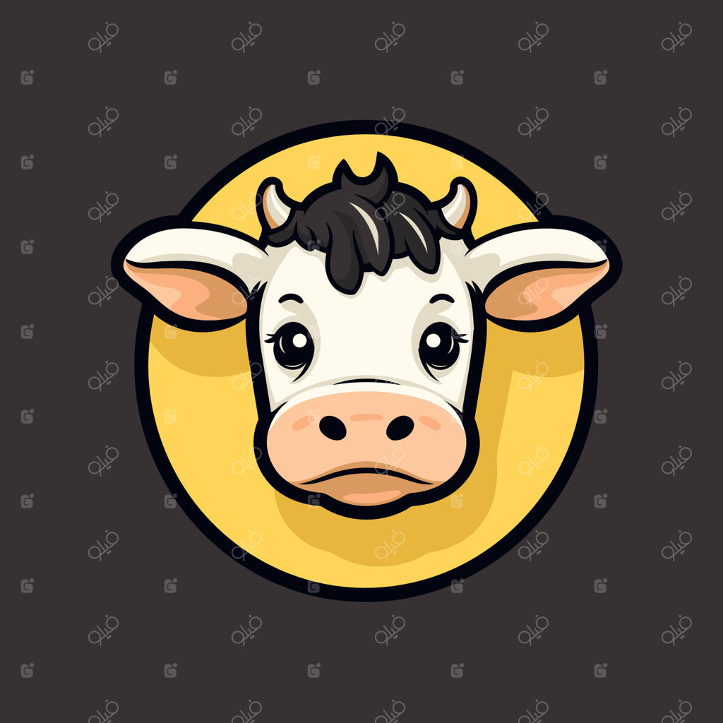 وکتور سر گاو بامزه؛ تصویرسازی حیوان کارتونی مزرعه