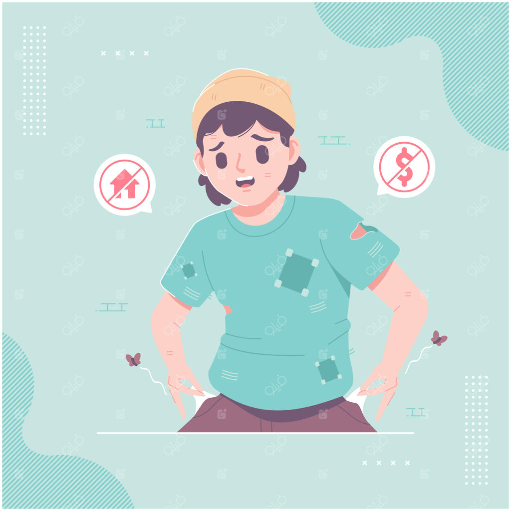 تصویر مرد فقیر با جیب‌های خالی