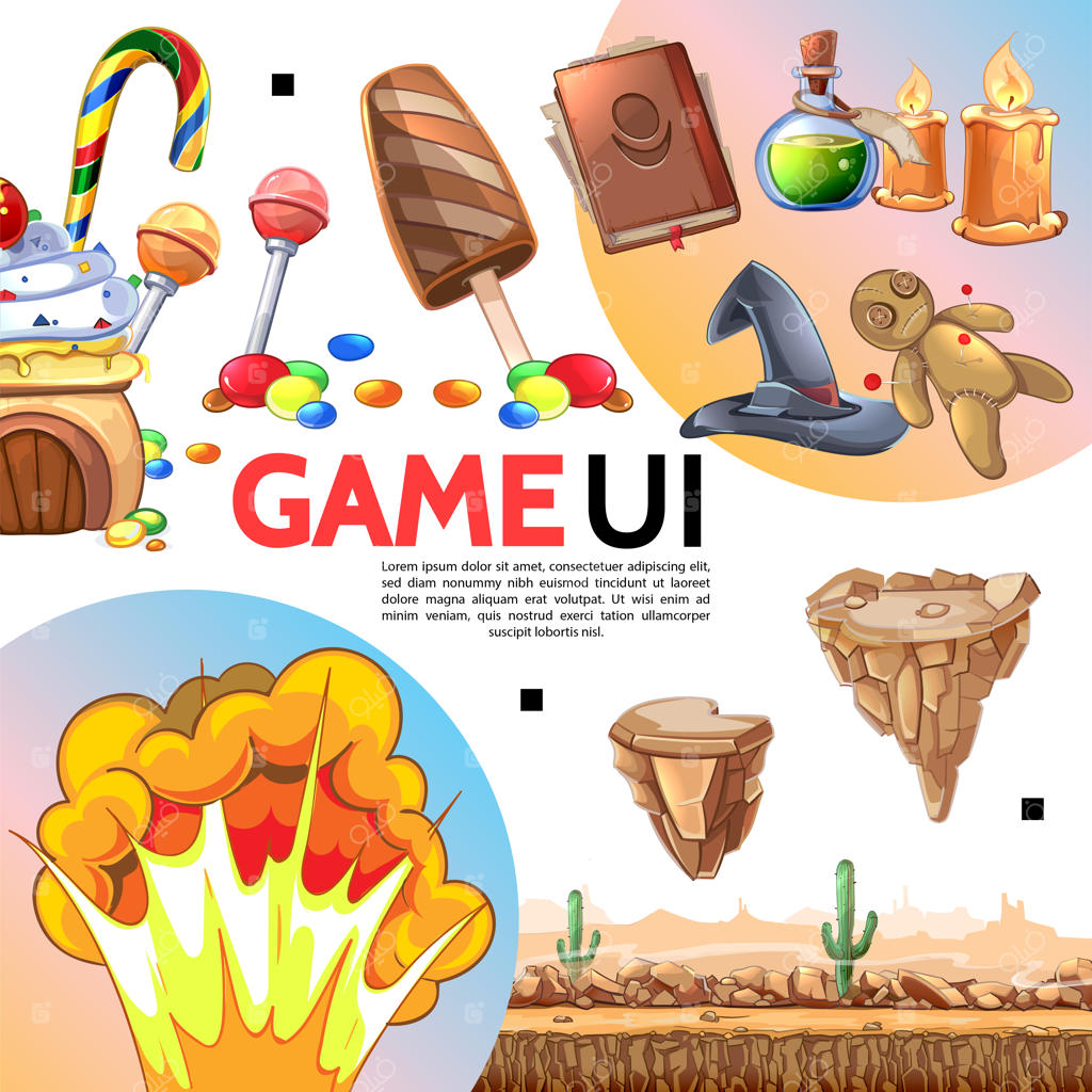 قالب المان‌های بازی با طراحی تخت