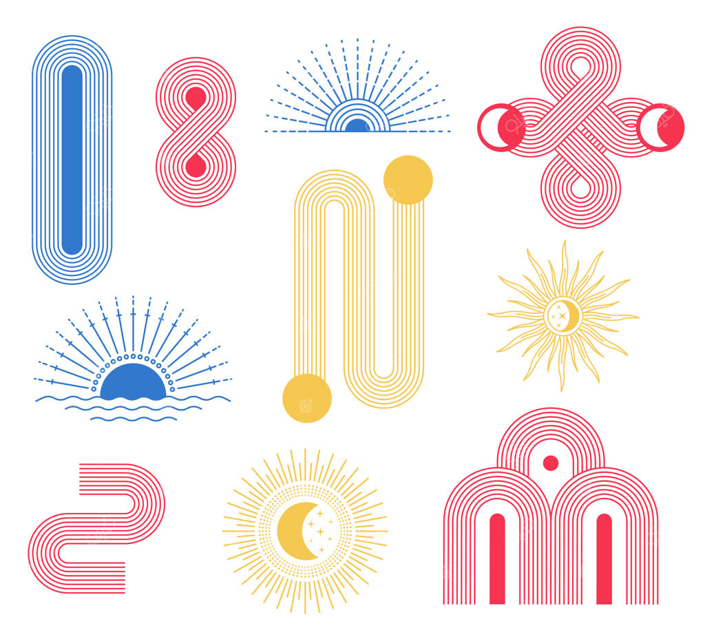 قوس مینیمالیستی و خطوط هندسی خورشید و ماه - عناصر هنری معاصر و طراحی انتزاعی