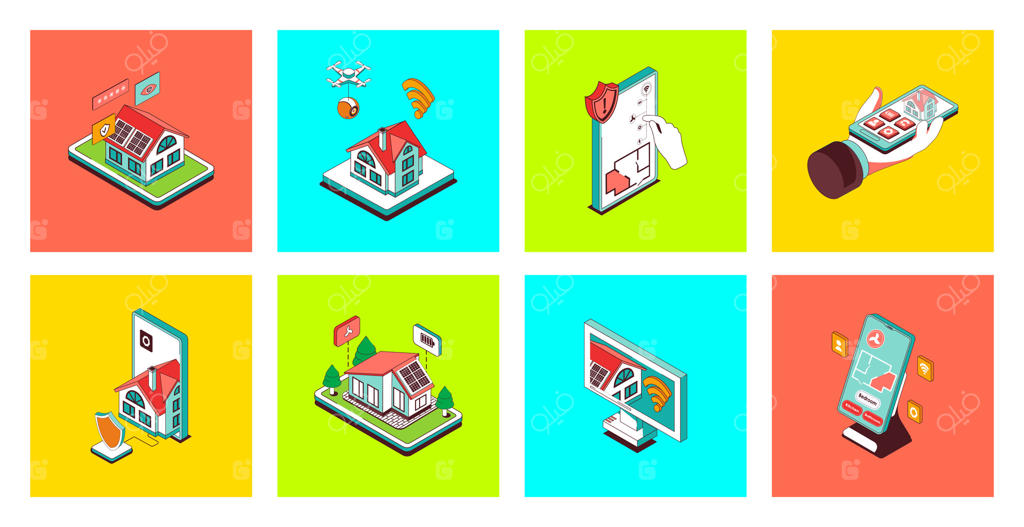 مفاهیم و تصویرسازی‌های فناوری خانه هوشمند - وکتور حرفه‌ای