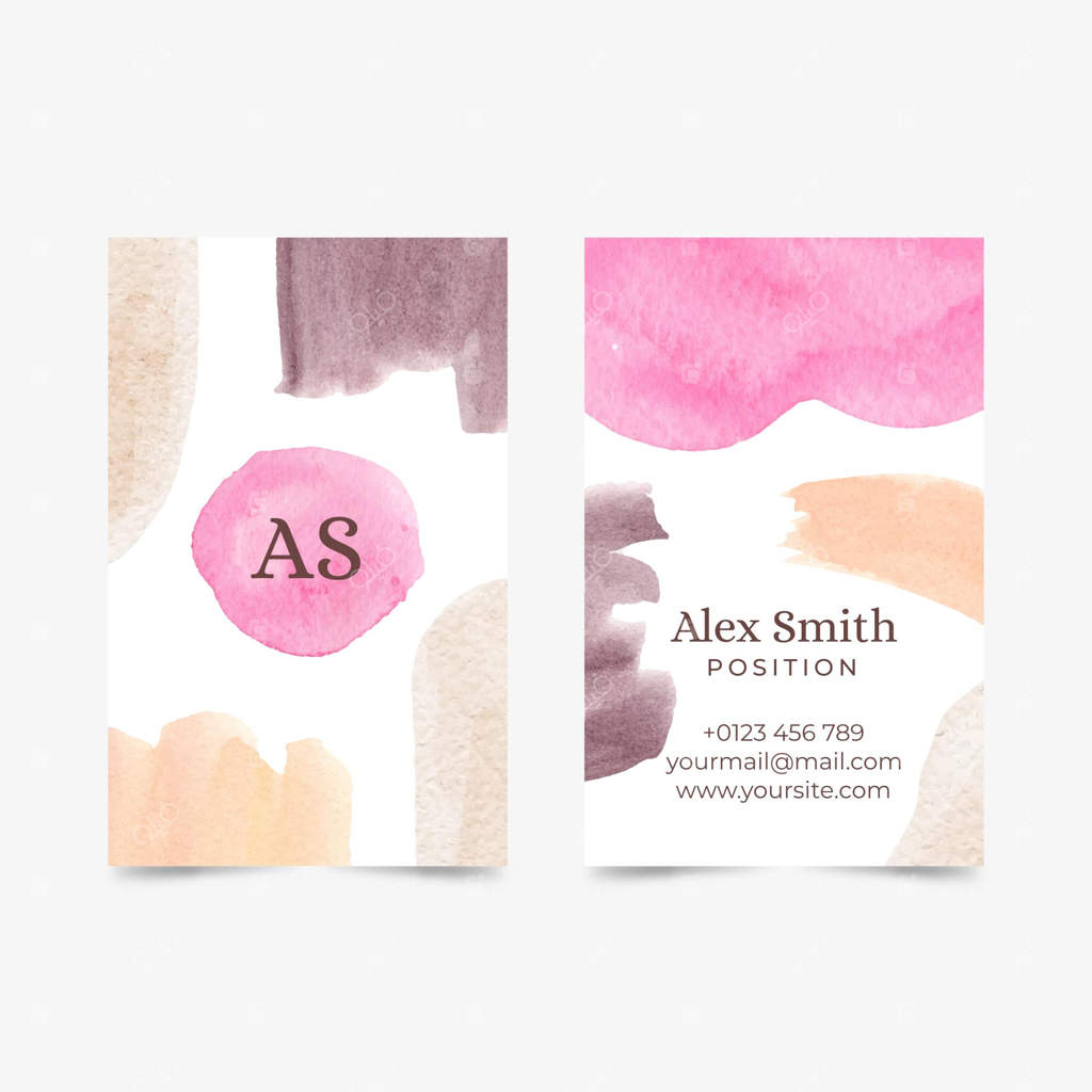 کارت ویزیت با طرح‌های انتزاعی آبرنگی